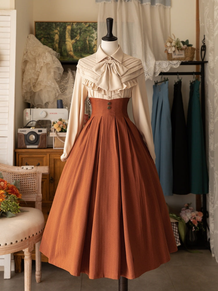 Orange Lace-up Back Corset Belt Waist Classic Lolita Skirt