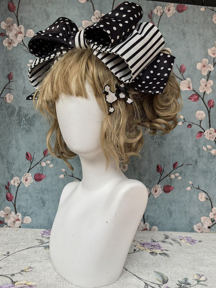 Embroidery with Pink Bowknot / BlackWhite Poodle KC Patch