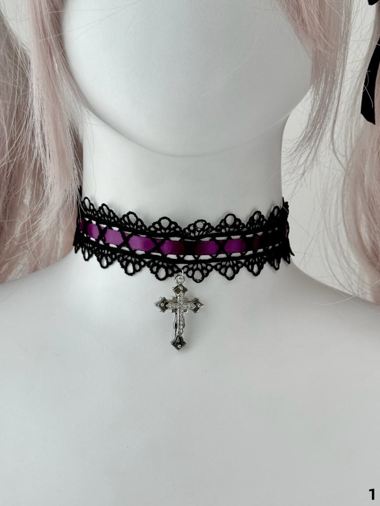 Gothic Cross Pendant Lolita Choker