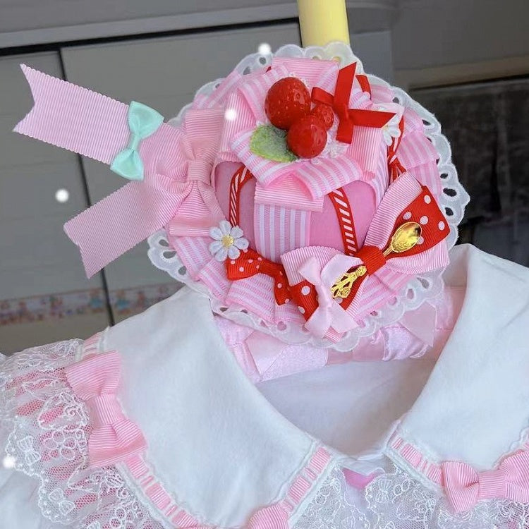 Bowknot Lace Design Trim Mini Pink Floral Strawberry Hat Decorated Details