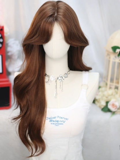 Bangs Under 60-65CM Bust Brown Curtain Wavy With Wig Length