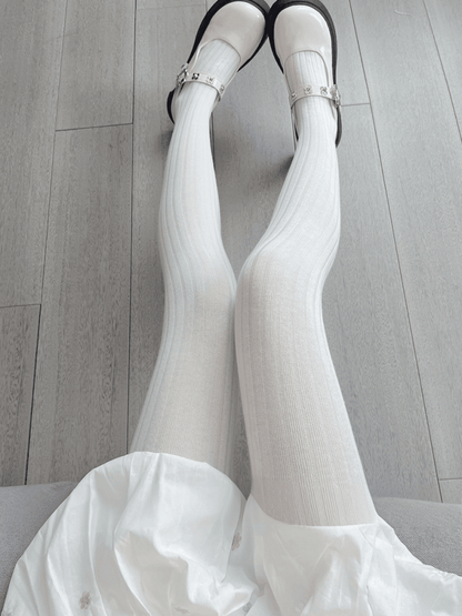 White/Grey Striped Tights