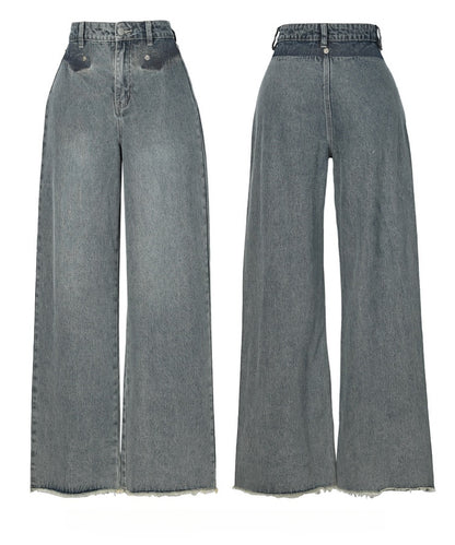 Wide-Leg Jeans with Detachable Skirt Accessory Blue Vintage