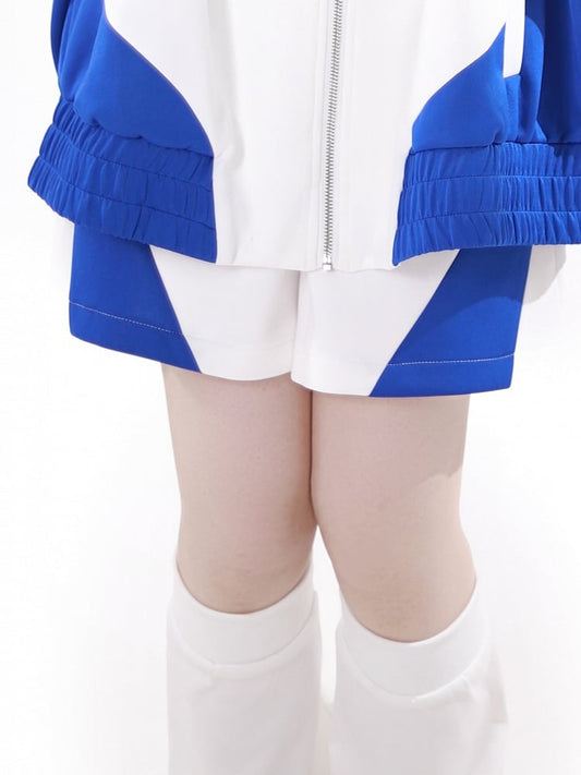 Clearance-Size for Blue and White Colorblock Design L Waist 68CM Jirai Kei Sports Shorts