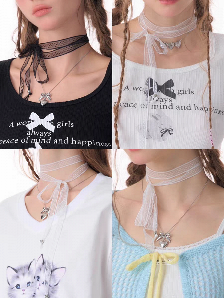 Silver Bow Pendant Necklace