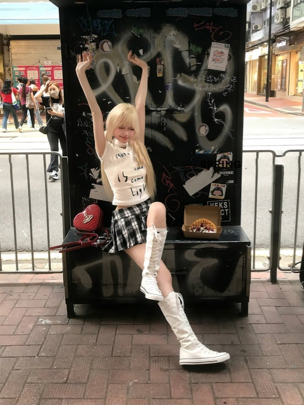Black  White Plaid JK Uniform Pleated Skirt