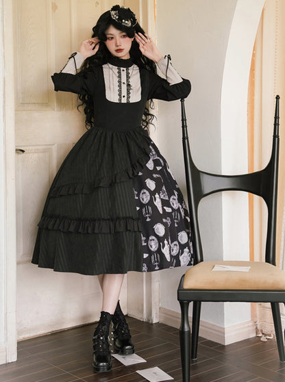 Suspender Skirt + Elegant Puzi Blouse Print Design Original With Kula