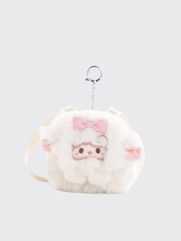 White Cute Lamb-shaped Bowknot Plushie Coin Purse Key Chain