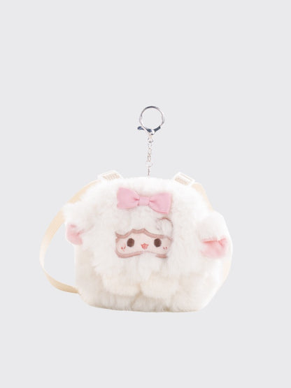 White Cute Lamb-shaped Bowknot Plushie Coin Purse Key Chain
