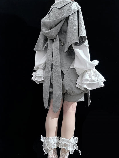 Ears Jacket Hood Gray Ouji Bunny Oversized Fashion with