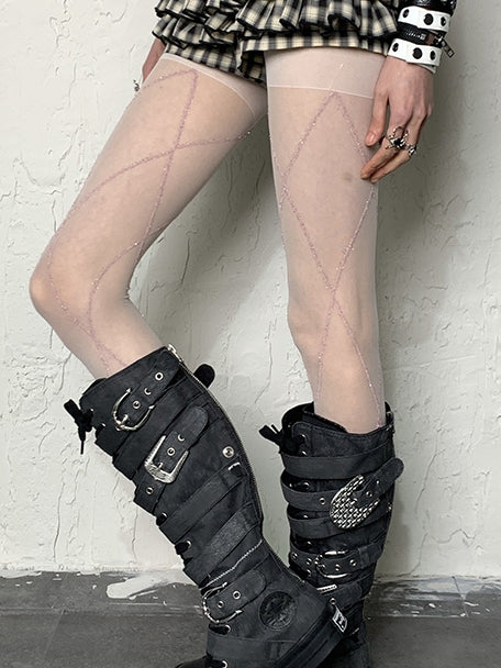 Y2K Strumpfhose Weiß/Schwarz