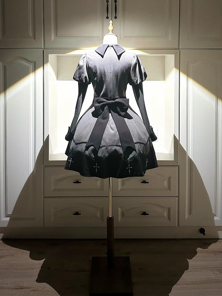 Curved Gothic Gray Black and Wing Lolita Bat Bodice Juliette