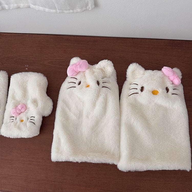 White Cute Kitty Plush Leg Warmers