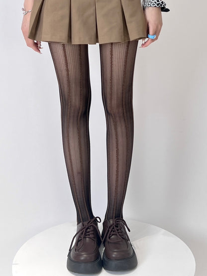 3 Farboptionen Y2K Strumpfhose mit Herz-Streifenmuster