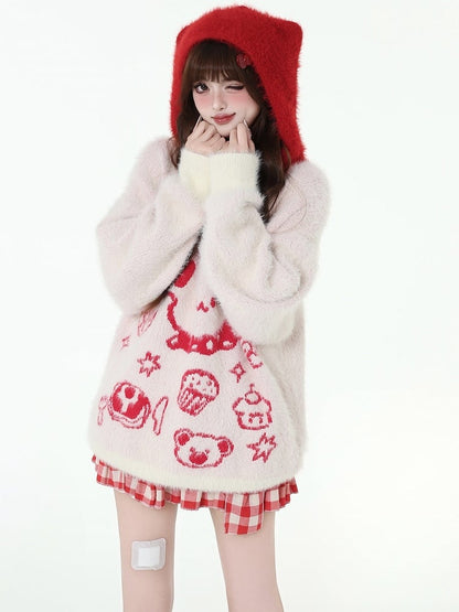 Cute Teddy Bear Fuzzy Hooded Sweater