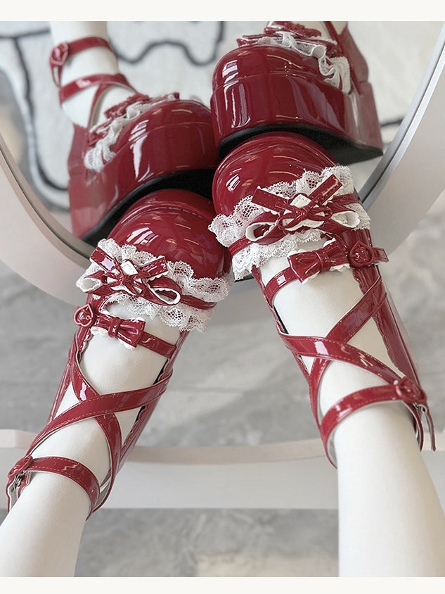 Platform Red Lolita Toe Mary Janes Round -