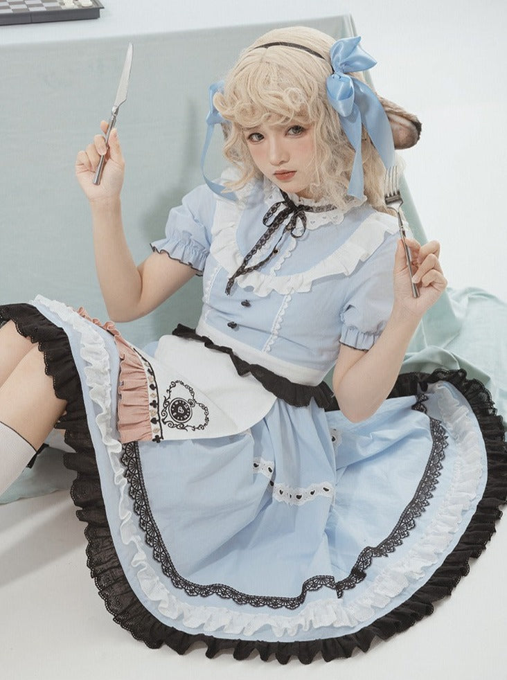 Apron Girl Sweet Dress Check + Bunny