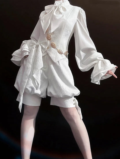 White Prince Lolita Collar Waistcoat Ouji Jacquard Banded