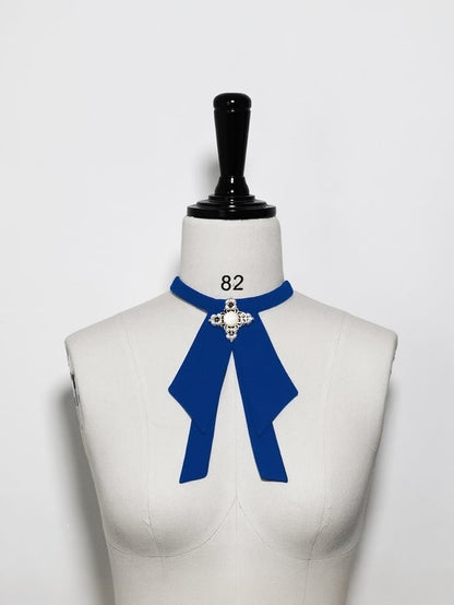 White Klein Bow / Blue Fashion Ouji Tie