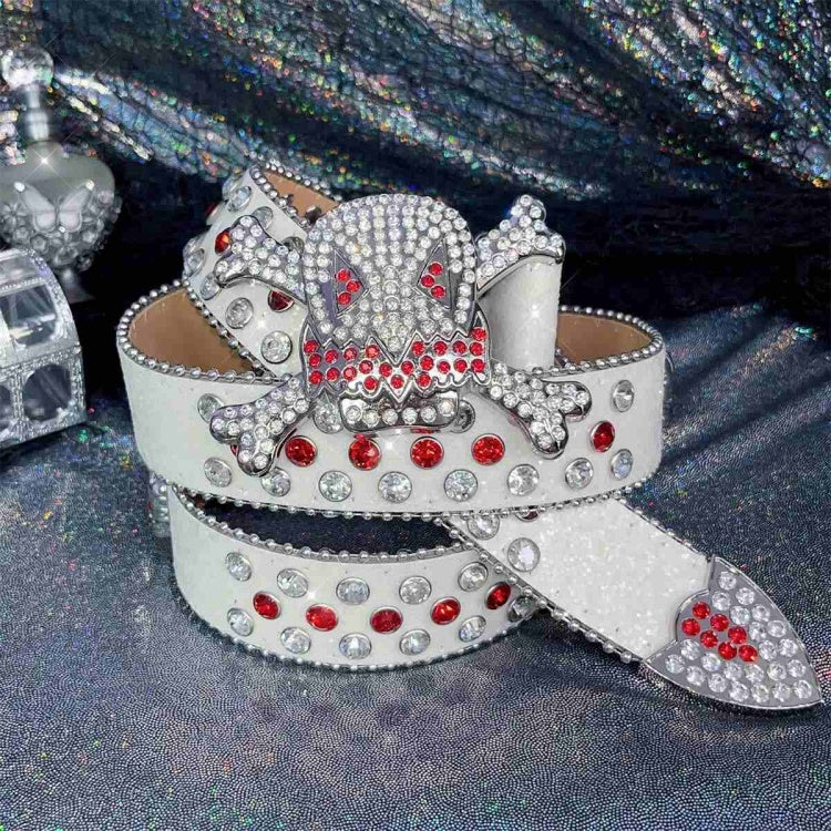 Y2K Glittering Rhinestones Punk Skull Waist Belt