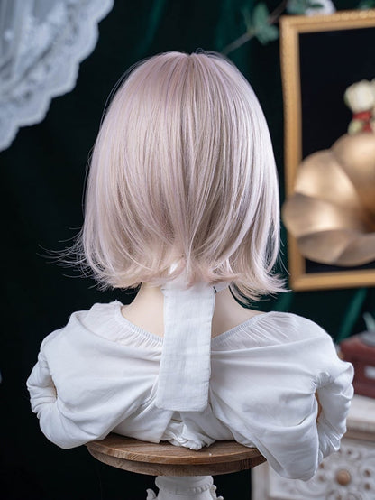With Light 35CM Bangs Wig Pink Short Curtain Length