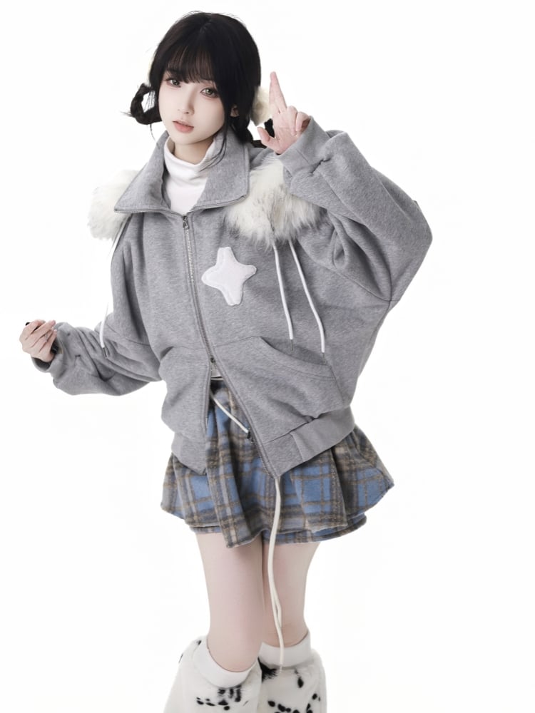 Blue Plaid Pattern Self-tie Strap Skort