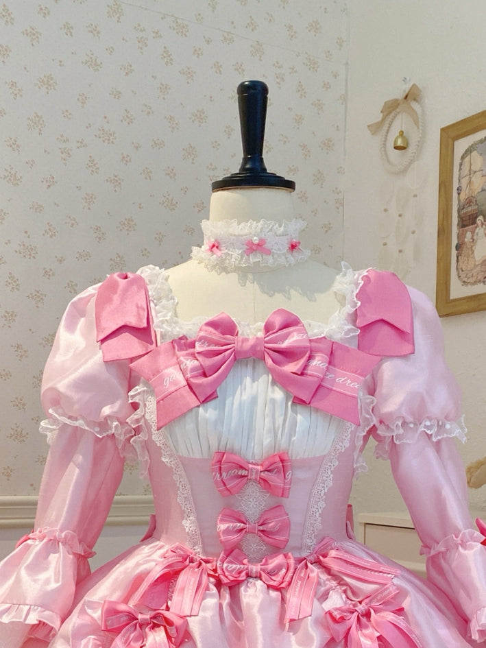 ホワイトチョーカーとレース ピンク/ブラック