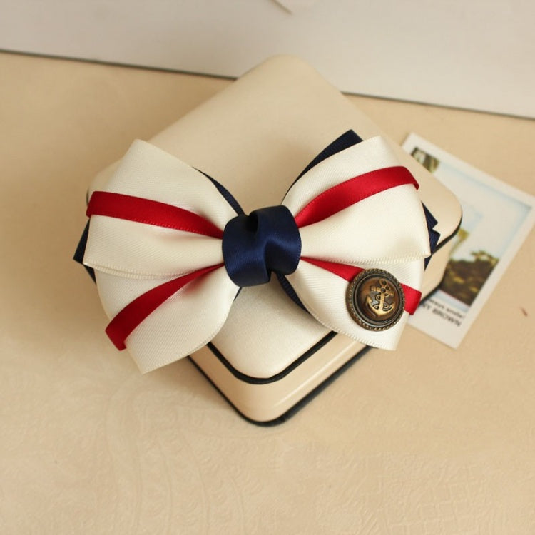 Sea Anchor Decorated Navy Bow Hairclip