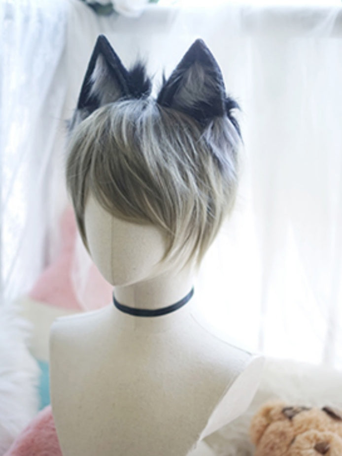Greyish-green Short Straight Wig With Bangs