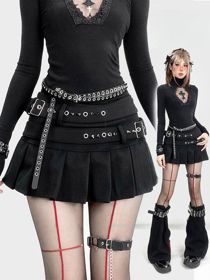 Top Black Glamorous Gothic Neck Detail Cutout Cross High Y2K