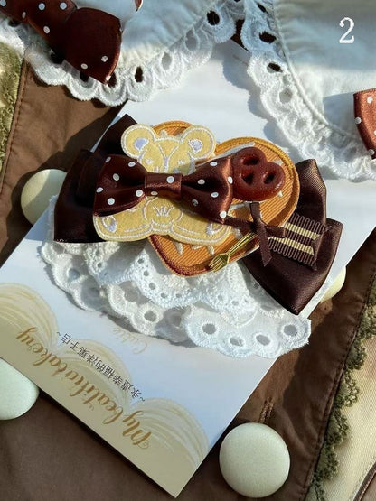 Bear Applique Cookie Bowknot 2 Options Hairclip