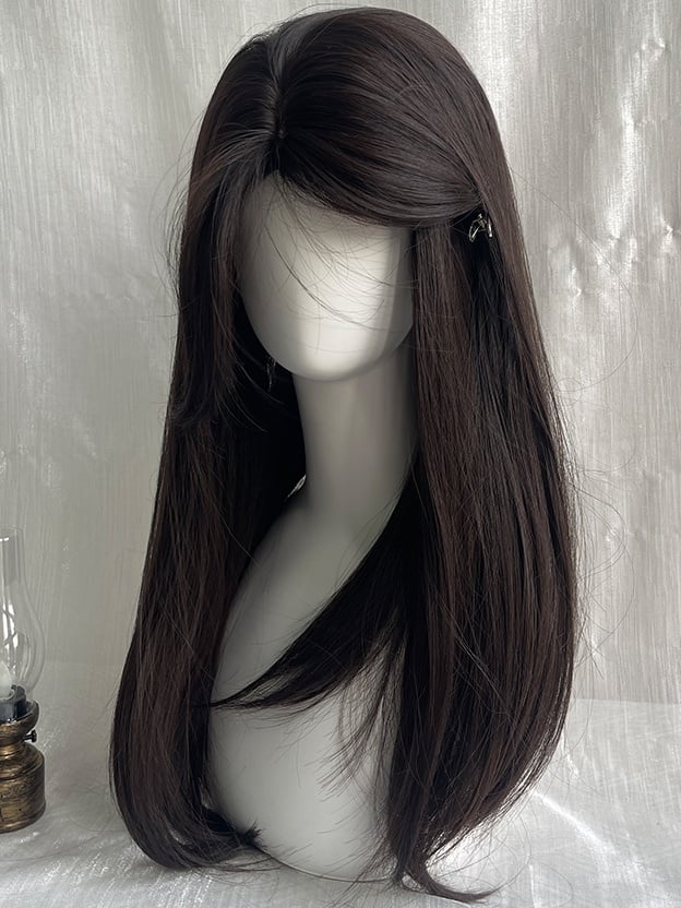Black Tea Under Bust Length Straight Synthetic Wig