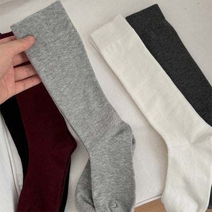 White/Light Grey/Dark Grey/Dark Red/Black Cotton Underknee Stockings