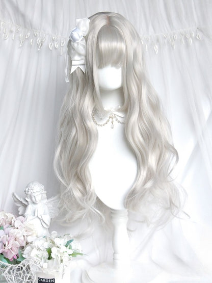 Silver Bangs Length 68CM Full Wavy Wig With