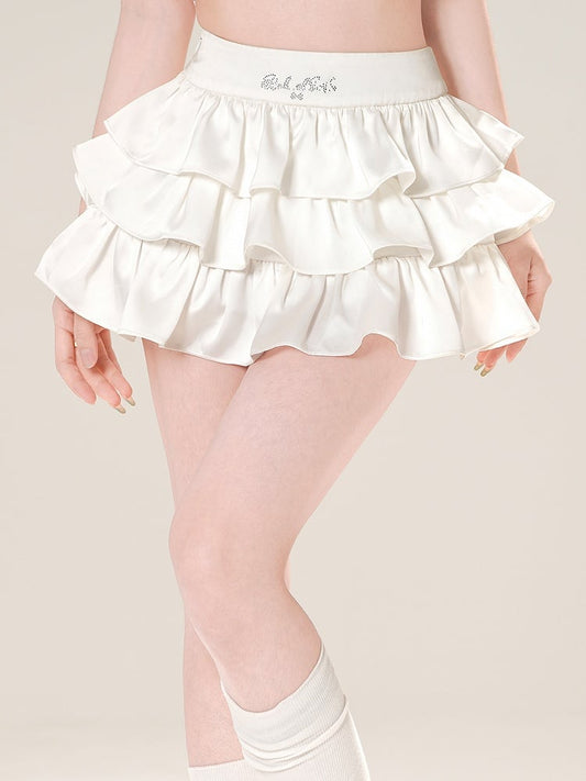 Mini Tiered Skirt High Waist Black/White
