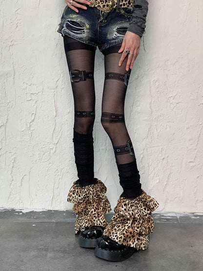 Black Punk Buckle Tights