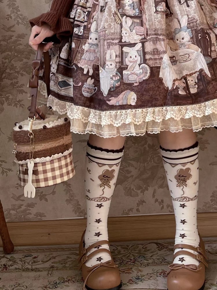 Chcoclate Theme Brown Sweet Lolita Calf Socks