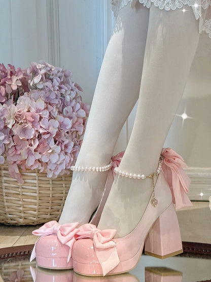 Schuhe Mary Sweet Bowknot Runde Rosa Details Toe Janes Plattform Lolita