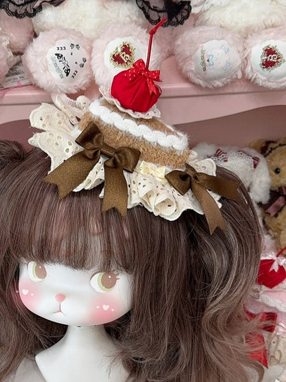 Cake Bowknot Trim 3 Color Cherry Options Lace Mini Details Hat