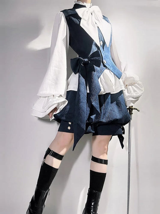 Shorts Jacquard Knickerbockers Lolita Blue Ouji