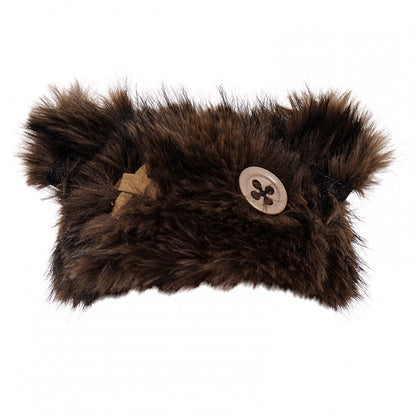 Gray/Brown Button Teddy Bear Ears Plush Hat