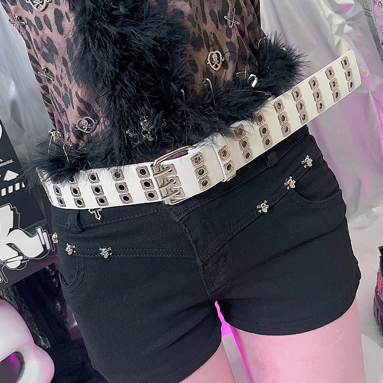 PU Belt Black/Red/White Punk Waist Rock