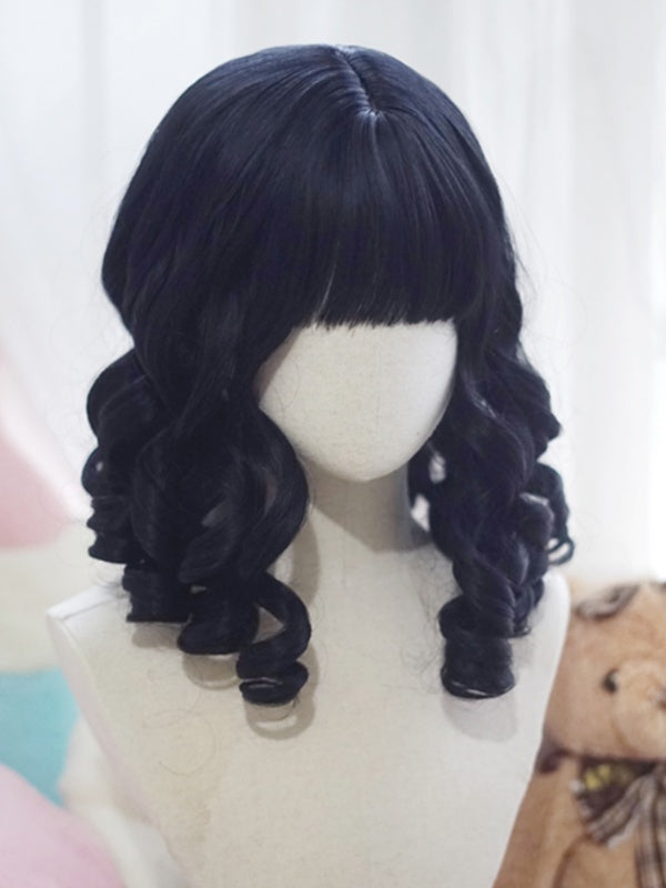 Blonde/Brown/Black/White/Red Above Bust Length Roman Curly Wig With Full Bangs