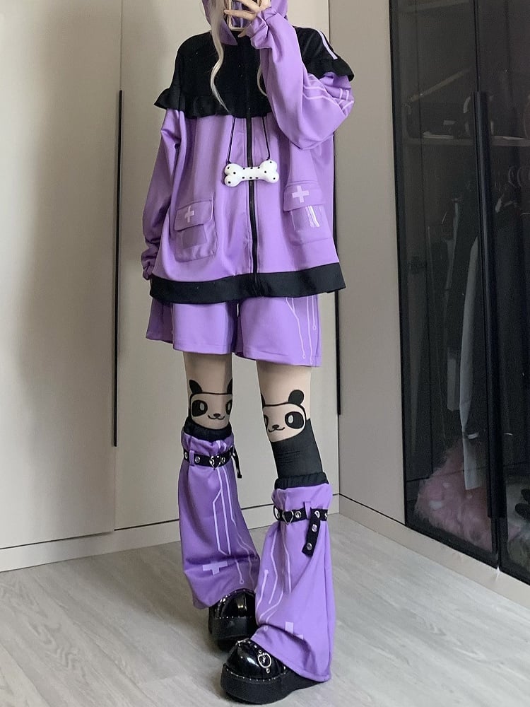 Yami Kawaii Purple&Black Cyberpunk Shorts