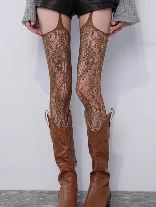 Options Design 8 Y2K Color Hollow-out Lace Stockings Suspender
