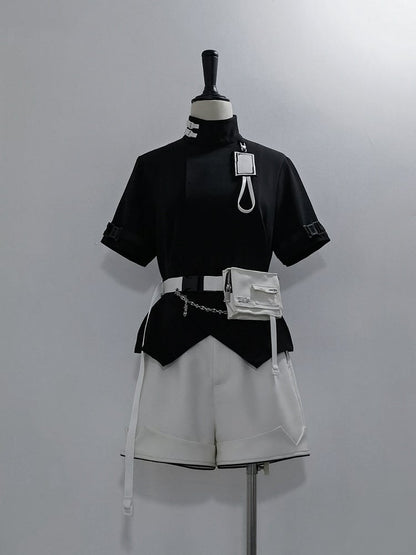 White Urban Shorts Ouji Cyberpunk Lolita Techwear