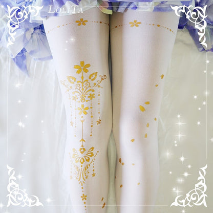 Collants à motif Sakura noir/blanc