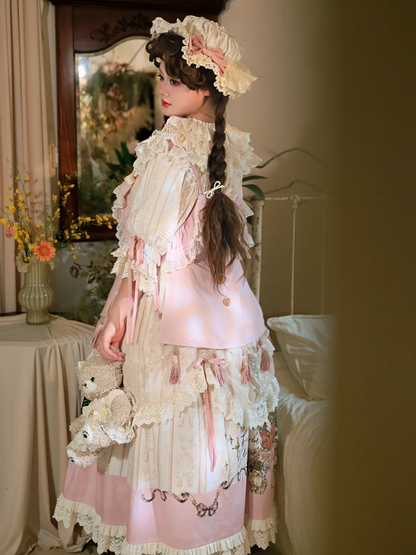 Available Cotton Ruffle Drawstring Dress Neck Plus Round Sizes Overlay Lolita Sweet