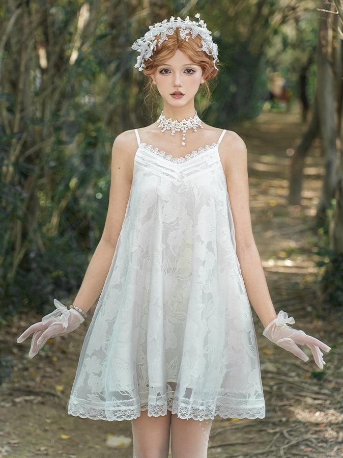Choker White Lace Bead Details