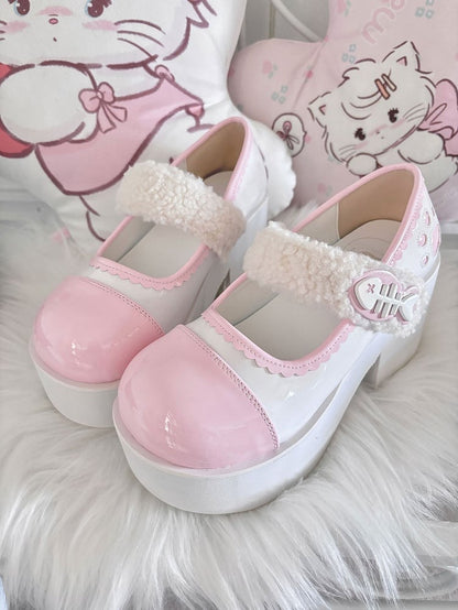 Pink Jirai Kei Claw Fishbone Platform Shoes